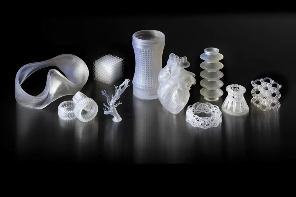 Kunststoff 3D-Druck Verschiedene 3D gedruckte Prototypen aus Elastomeren