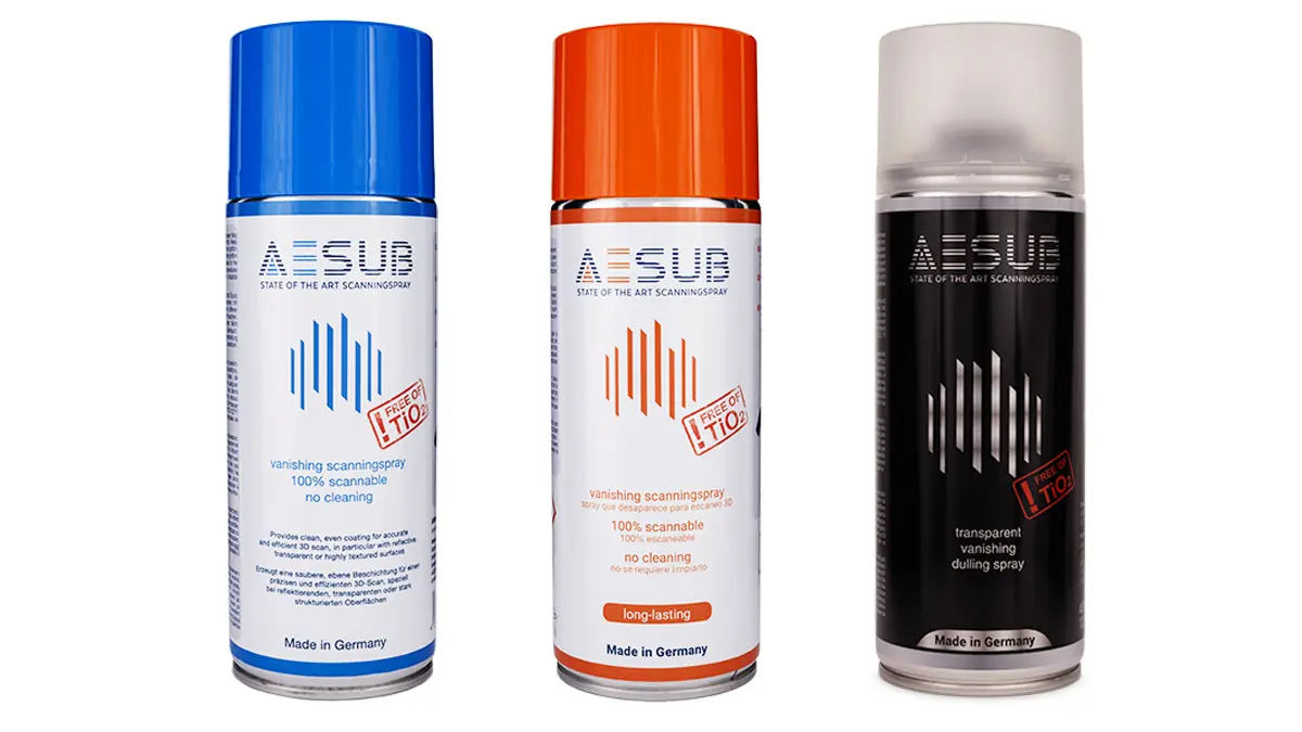 AESUB Scanningsprays Blue, Orange und Transparent erhältlich bei 3D-MODEL